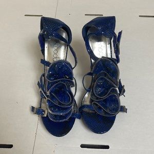 Blue snake skin look heels